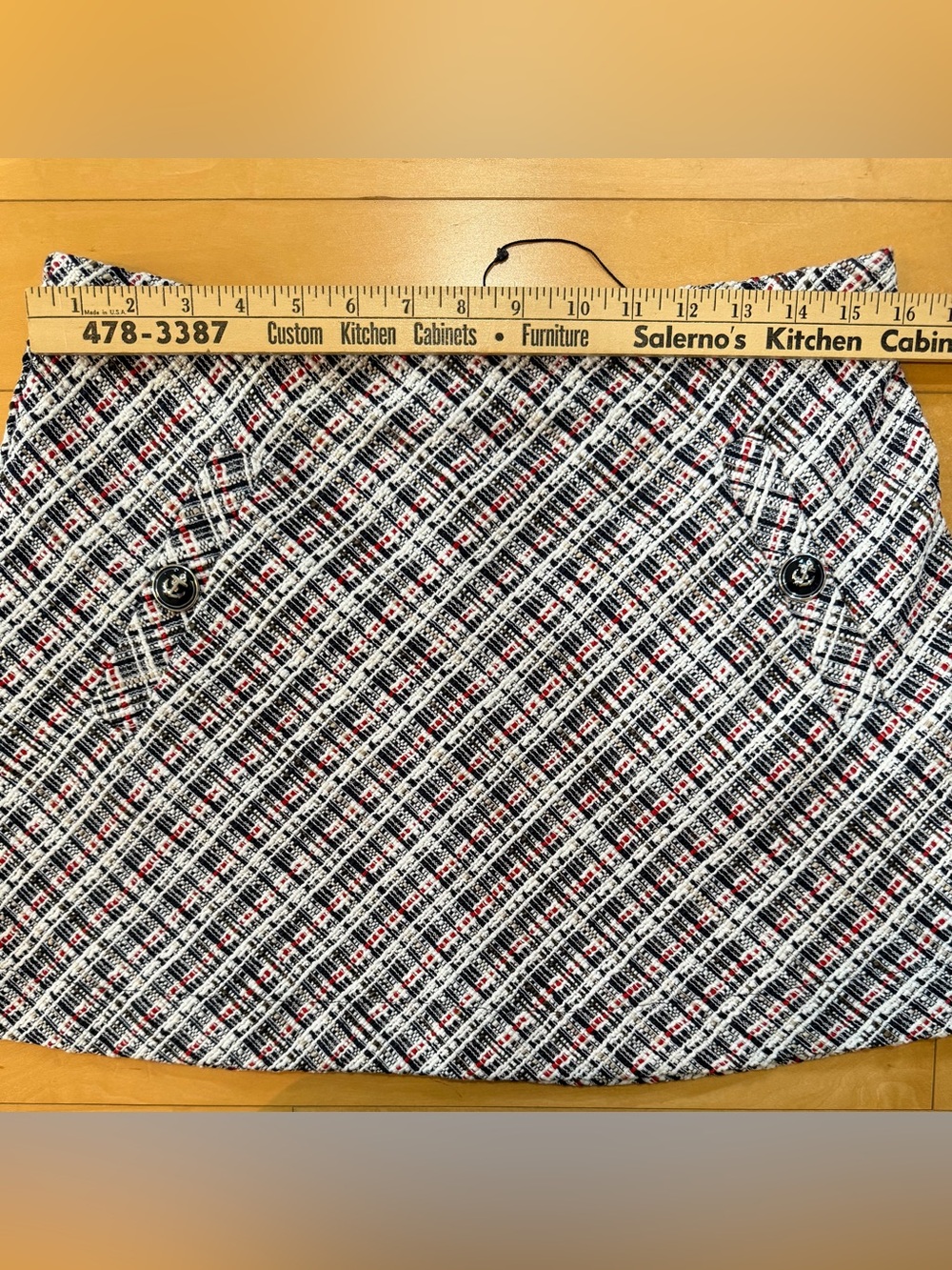 NWOT Zara Tweed Textured Weave Nautical Anchor Button High Waist Mini Skirt - L - Picture 14 of 16